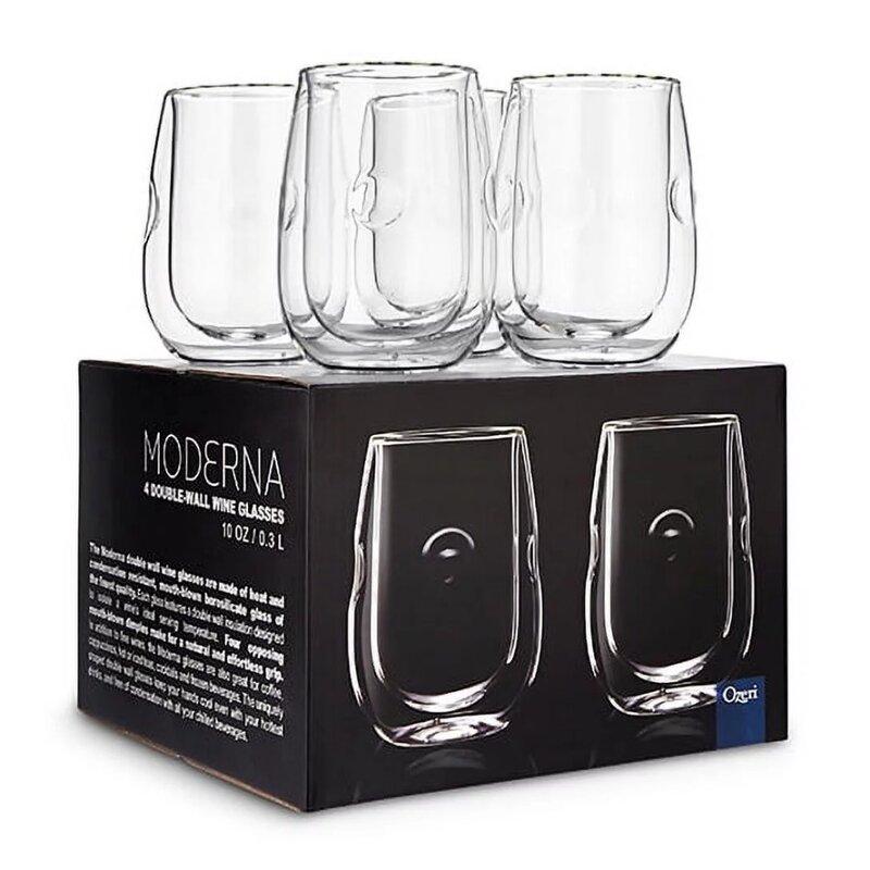 Artisan Series Double Wall Insulated Wine Glasses - Set of 4 Wine and Beverage Glasses