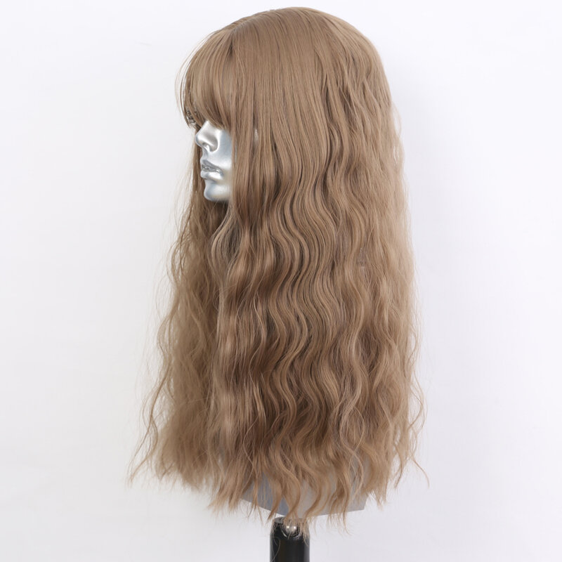 Sivir sintético com franja perucas para mulher 3 cores disponíveis longo encaracolado cosplay/diário fibra resistente ao calor completa mechanis