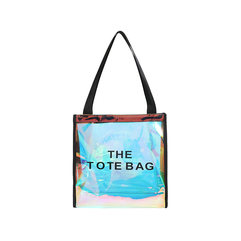 Pvc Laser Bag Clear Plastic Bag Tote Bag Fashion Large Capacity Summer Waterproof Shopping Bag Gift Bag Shoulder Bag for Women