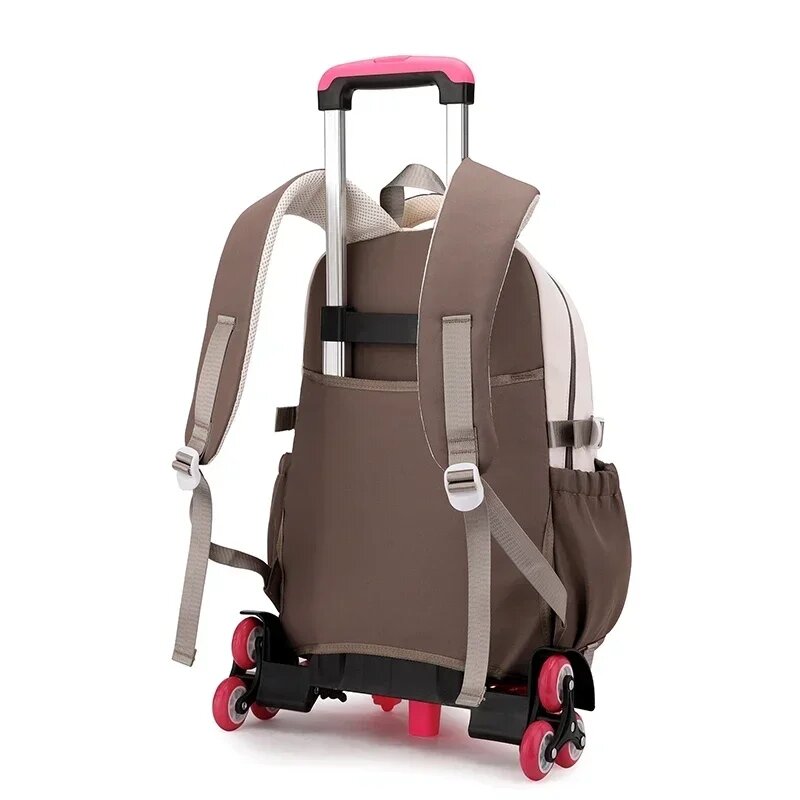 Ransel beroda untuk anak perempuan, tas sekolah ransel beroda dengan roda untuk anak perempuan