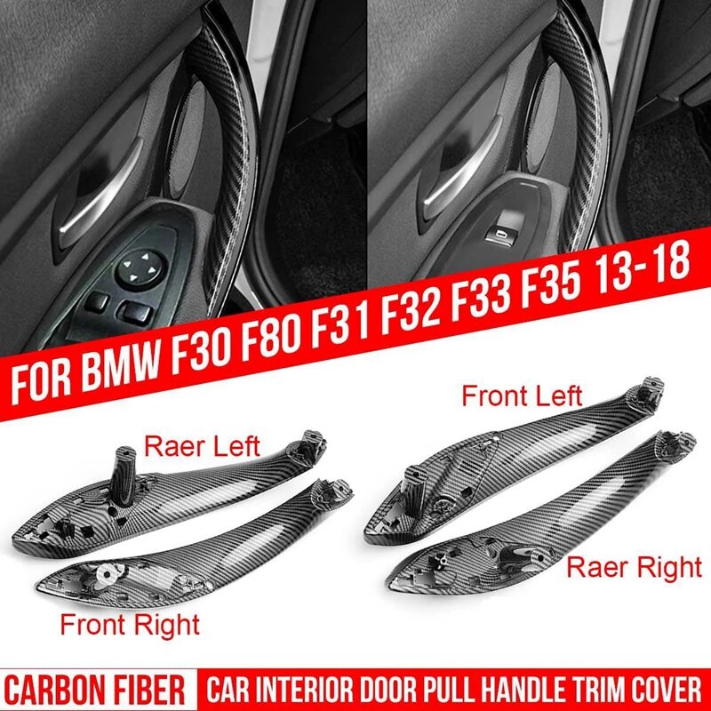 Cubierta embellecedora para manija de puerta interior de coche, accesorio de color negro carbono para BMW F30, F80, F31, F32, F33, 2013-2018