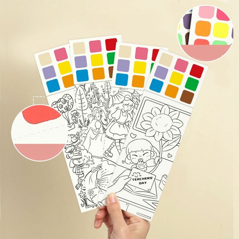 Papiery kolorowanki zabawki kolorowanki z farbą i kieszenią pędzlem szkicownik Graffiti książka obrazkowa pusta zestaw książek Doodle