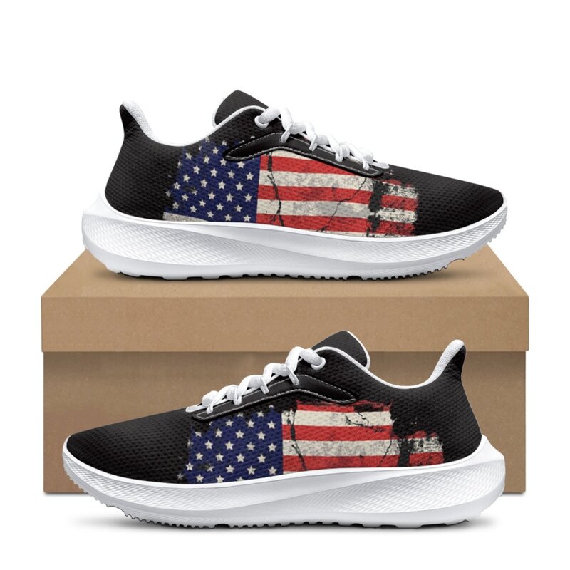 American Flag Design Comfortable Sneakers Shock Absorbing Breathable Running Shoes Light Summer Casual Sneakers Footwear Gifts