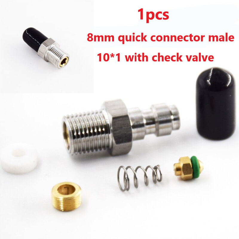 Stecker 8mm Außengewinde Schnell kupplungs ventil PCP-Füllung mit Ventil m10 * 1 1/8npt 1/8bspp (optional) für Hochdruck pumpe