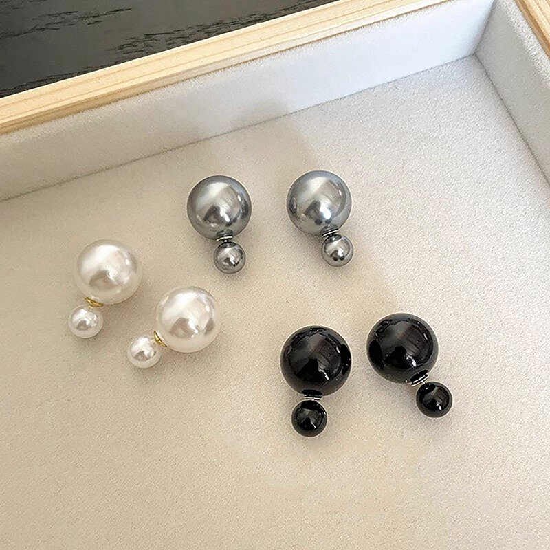 Fashion Double-sided Big Small Pearl Ball Stud Earrings For Women Temperament Earrings Elegant Ladies Party Banquet Jewelry Gift
