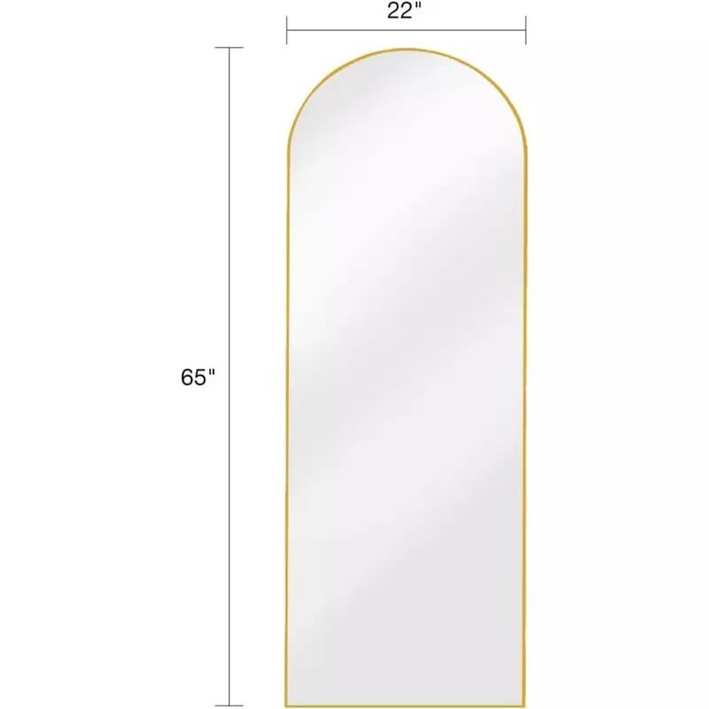 Floor Mirror, Full Length Mirror with Stand, Arched Wall,Gold Floor Mirrors Freestanding, Wall Mounted Gold Decorative Mirrors