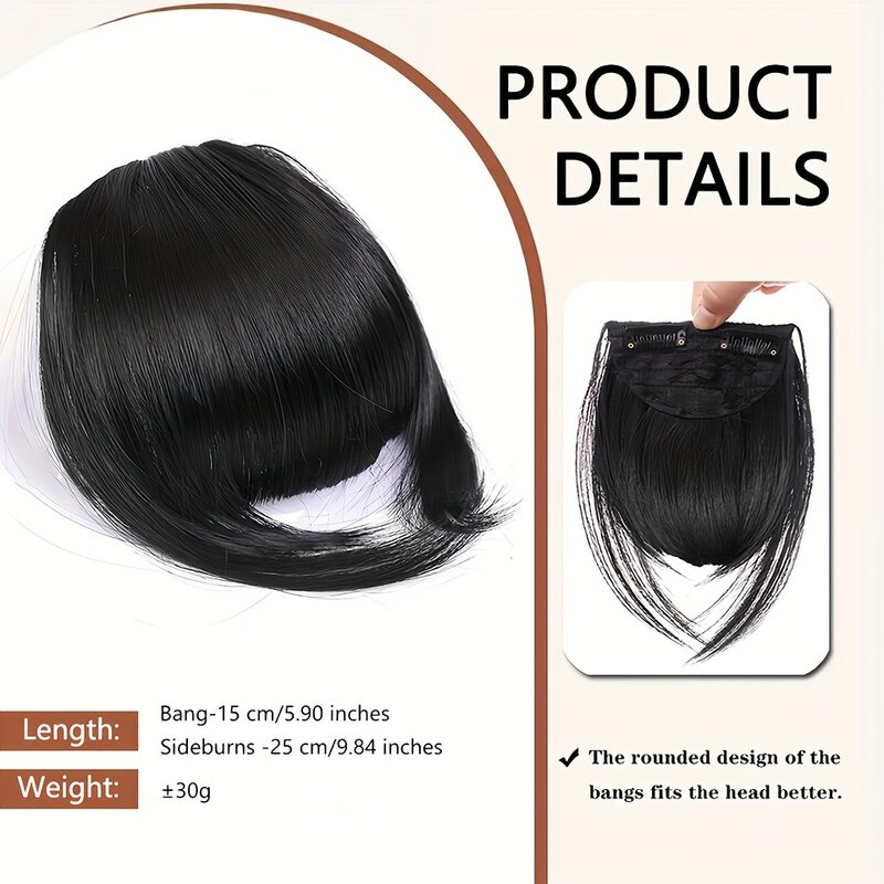 Franja sintética clipe de cabelo em extensões para mulheres, franja curvada, franja, franja de ar, hairpieces para meninas