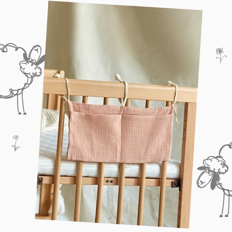 Baby Bedside Storage Bag Baby Crib Organizer Hanging Bag for Baby Multi-Purpose Newborn Bed Hanging Diaper Toy towel Storage bag