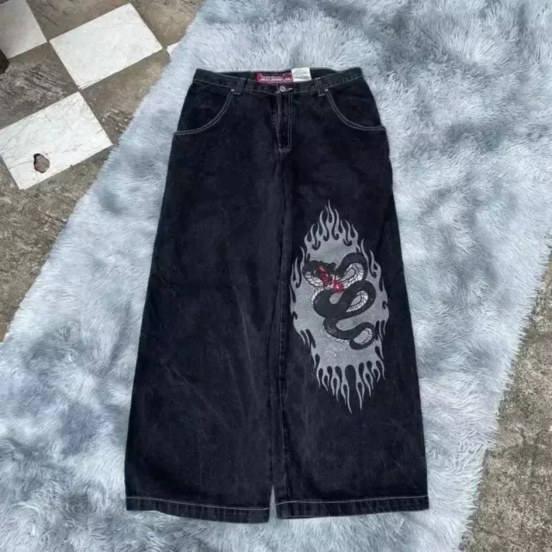 JNCO-pantalones vaqueros holgados Y2K para hombre y mujer, Jeans bordados Vintage de cintura alta, ropa de calle gótica de Hip Hop, pantalones vaqueros de pierna ancha informales Harajuku, nuevos
