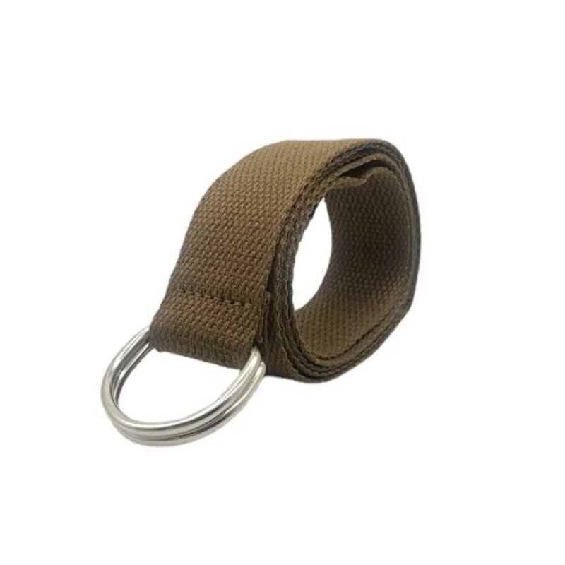 Cinturón de lona para mujer, correa de cintura Simple de lona sólida que combina con todo, hebilla de doble anillo en forma de D, moda