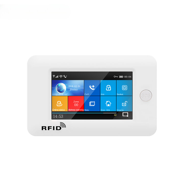 Sistem Alarm keamanan rumah, perangkat sistem Alarm keamanan rumah GSM Digital Tuya nirkabel layar sentuh Modern dengan kamera