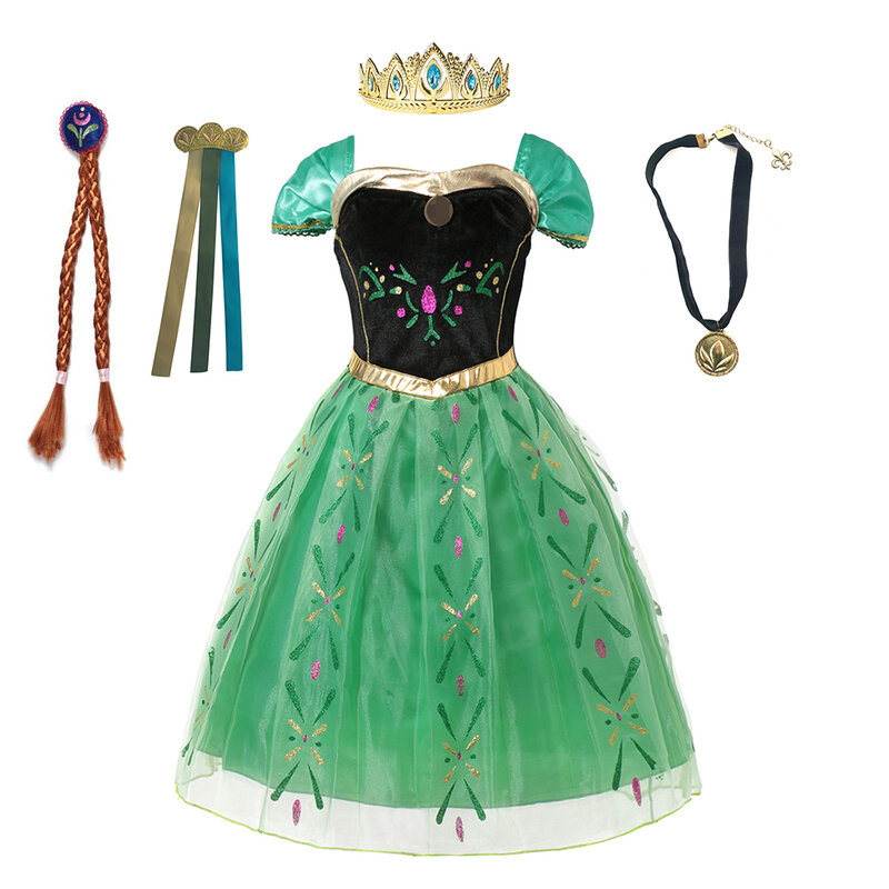 Disney-女の子の冷凍エルザとアンナの衣装、子供のドレス、プリンセスドレス、誕生日パーティー、カーニバル、豪華な服、2023