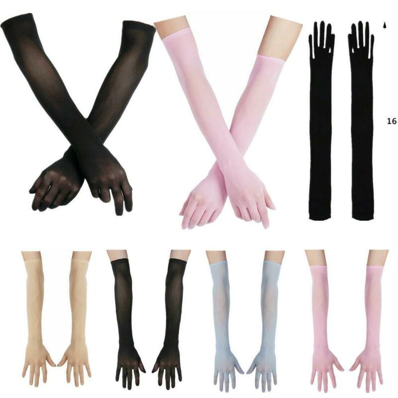 Новые Мягкие Бесшовные длинные перчатки, женские сетчатые бесшовные колготки с пальцами, перчатки, длинные прозрачные перчатки, варежки