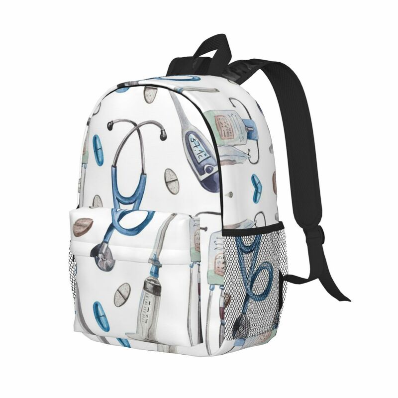 Mochilas con patrón médico de acuarela para niños y niñas, mochila escolar de moda para estudiantes, mochila para portátil, bolso de hombro