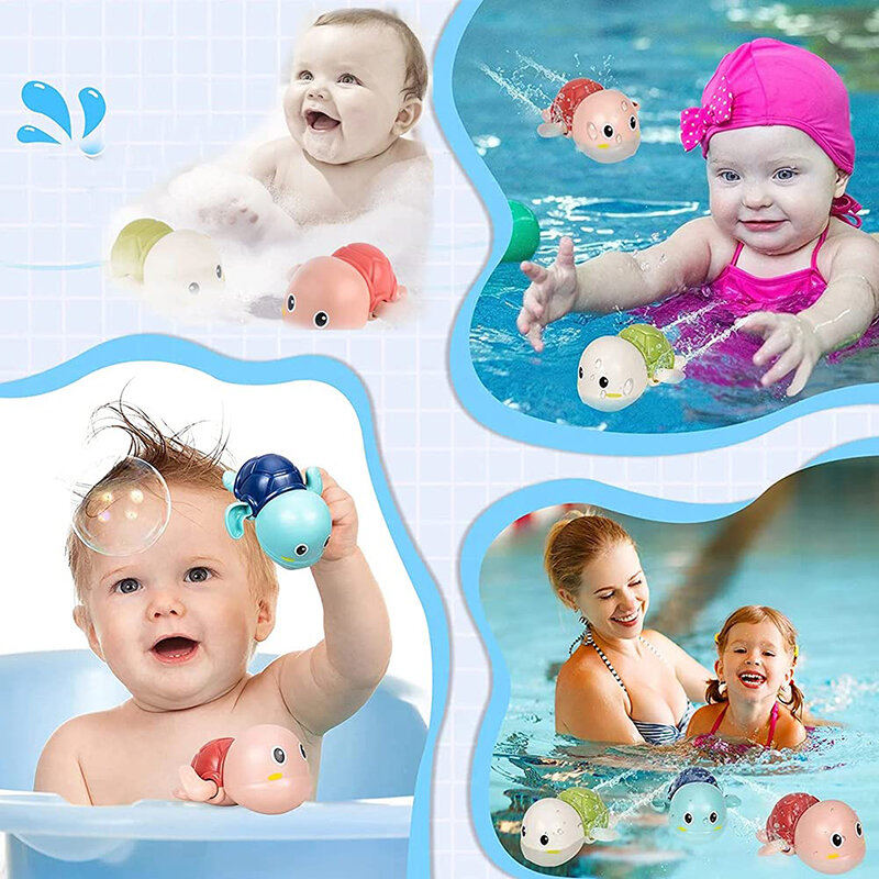 Juguetes de baño para niños pequeños, Tortuga de natación, juguetes flotantes, bañera de agua, piscina preescolar, regalos para bebés