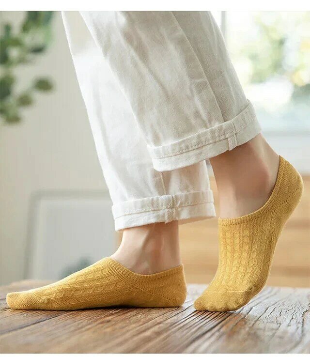 ถุงเท้าซิลิโคนสำหรับผู้หญิง5คู่ถุงเท้าหุ้มข้อผ้าฝ้ายนิ่มสำหรับผู้หญิงถุงเท้ารองเท้า35-40 EUR ถุงเท้าสีทึบสำหรับฤดูร้อน