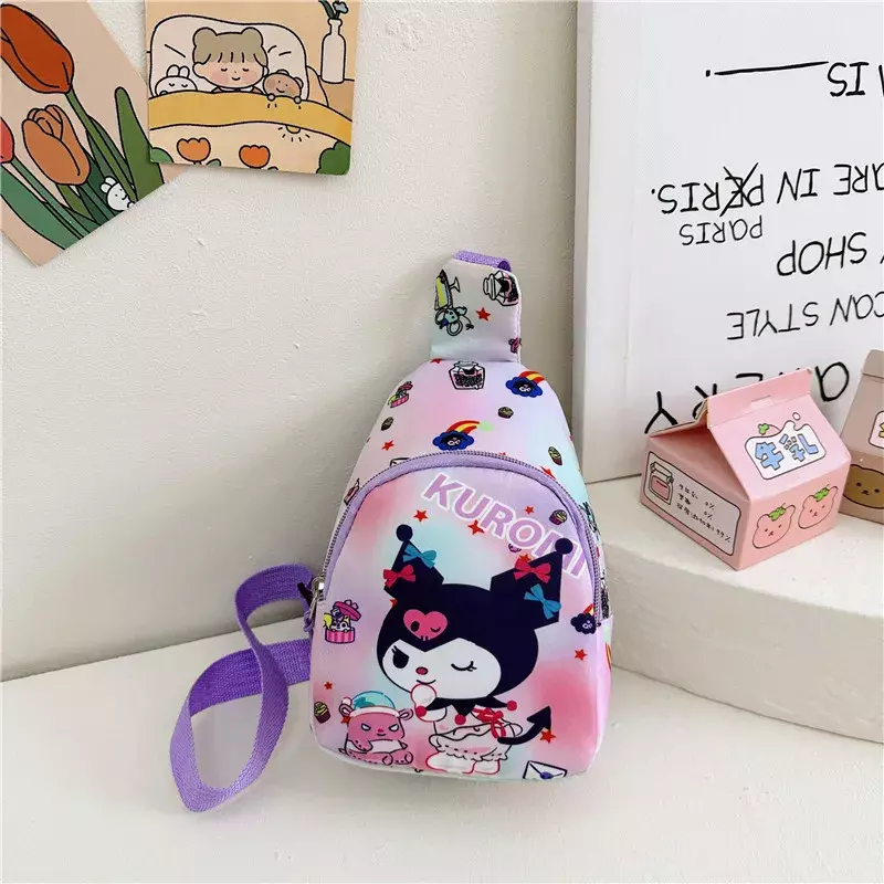 Tas selempang kartun Sanrio tas tangan anak-anak Cinnamoroll tas dada perjalanan untuk kurir bahu Kuromi mainan hadiah barang Hello Kitty