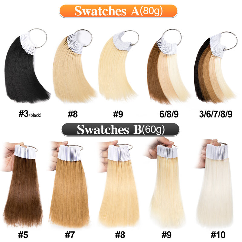 30pcs 20cm New Real Human Hair Color Rings Swatches For Human Hair Extensions Salon Tools Hair Dyeing Sample Chart Ring YOKAS