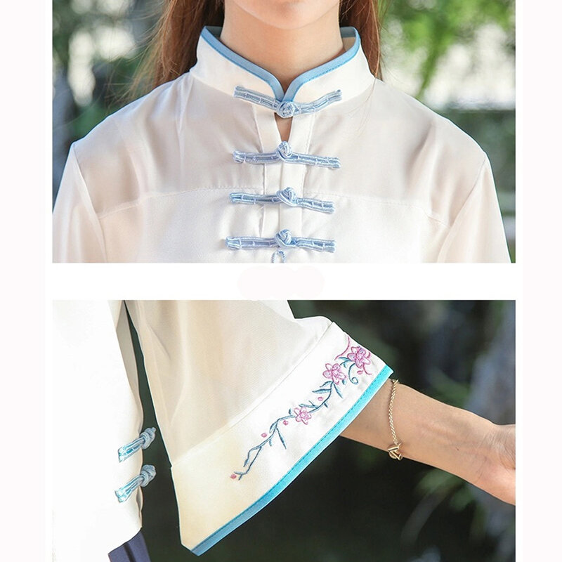 Traje de Hanfu tradicional chino para mujer, ropa bordada para estudiantes, traje de baile folclórico de la antigua Dinastía Han