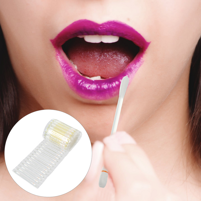 100 Pcs Sterile Cotton Swabs Ve Applicators Stick Gum Round Lip Oral Dental Oil