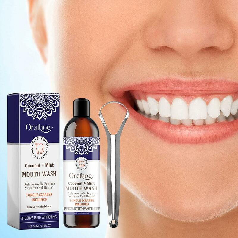 100ml Coconut Oil Mint Pulling Oil Mouth Wash Alcohol-free Clean Oral Breath Teeth Whitening Scrape Tongue Oral F3P0