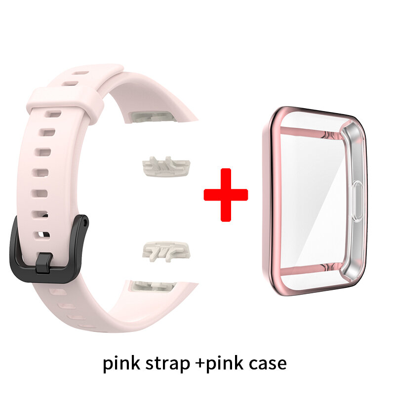 Silicone Strap for Huawei Band 6 Replacement Watch Strap for Honor Band 6 Strap with TPU Full Screen Protector Case Bracelet