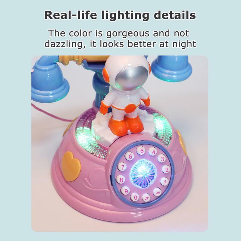 Giocattolo per telefono fisso per bambini astronauta Design telefono fisso per bambini giocattolo con filo giocattolo per telefono rotante Vintage portatile per soggiorno casa