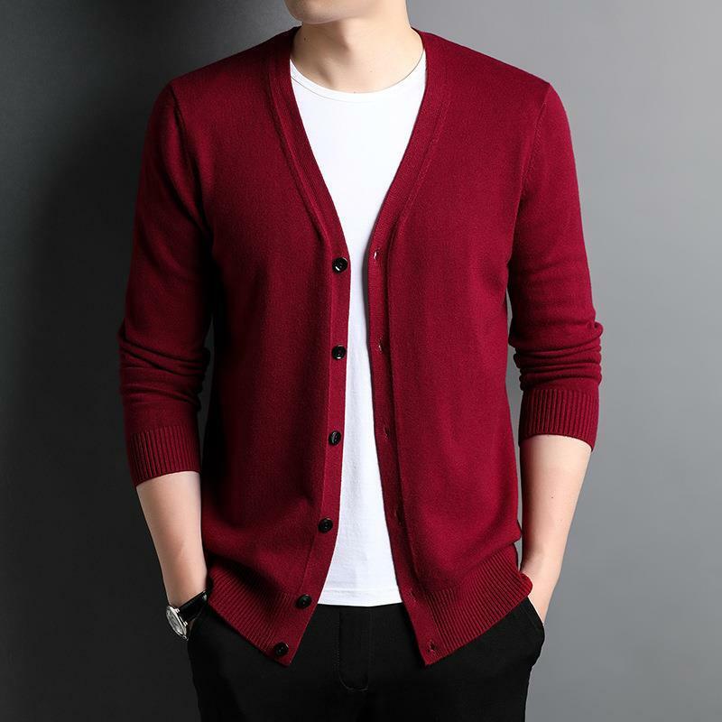MRMT 2024 Brand New Men's Basic Solid Color Men's Sweater Cardigan Youth Men's Casual Knit Sweater Jacket
