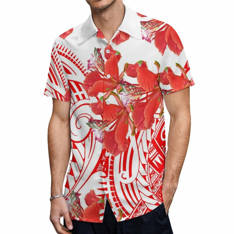 MUMU polinezyjski pełny nadruk koszula męska spersonalizowane damskie ubrania damskie z nadrukiem hawajskim