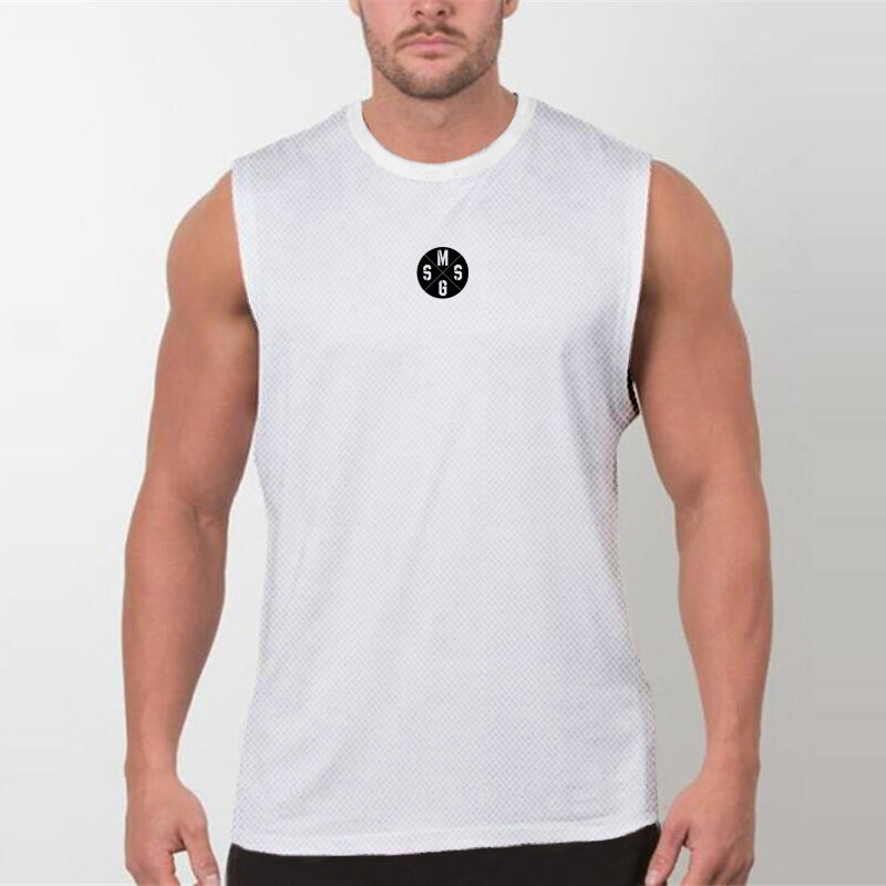 Camiseta de entrenamiento informal sin mangas para hombre, camisa de musculación de gimnasio, malla transpirable, secado rápido, cuello redondo, 8 colores