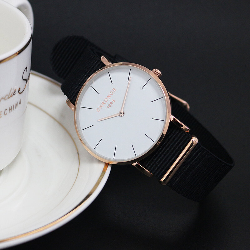 CHRONOS 1898 moda Casual Nylon zegarki damskie męskie minimalistyczny cienki na rękę para zegarek dla zakochanych Relogio Masculino CH02