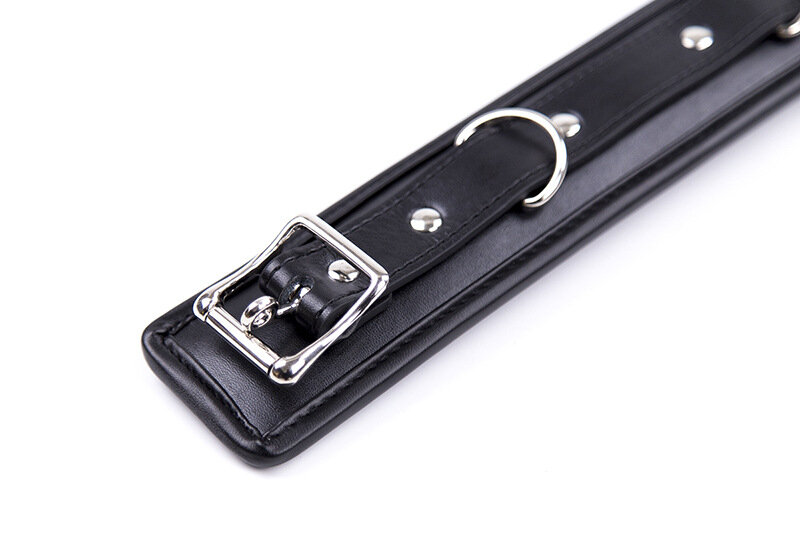 BlackWolf Sexy Leather-Trimmed Sponge Collars With Leash BDSM Bondage Fetishs Collar Adult Lingerie Sex Accessories For Woman