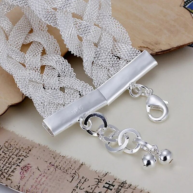 Cute holiday gift beautiful fashion women 925 Stamp Silver Jewelry Bracelets free shipping nice wedding party chain