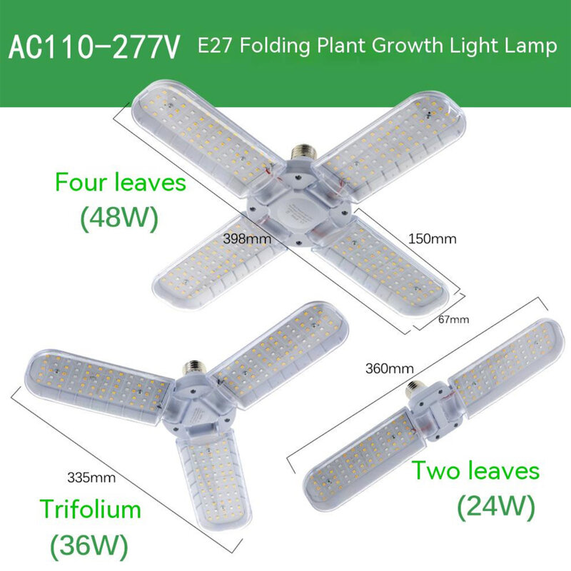Foldable LED Plant Growing Lights, Full Spectrum, E27, 24W, 36W, 48W, para plantas de interior, Flower Seedling