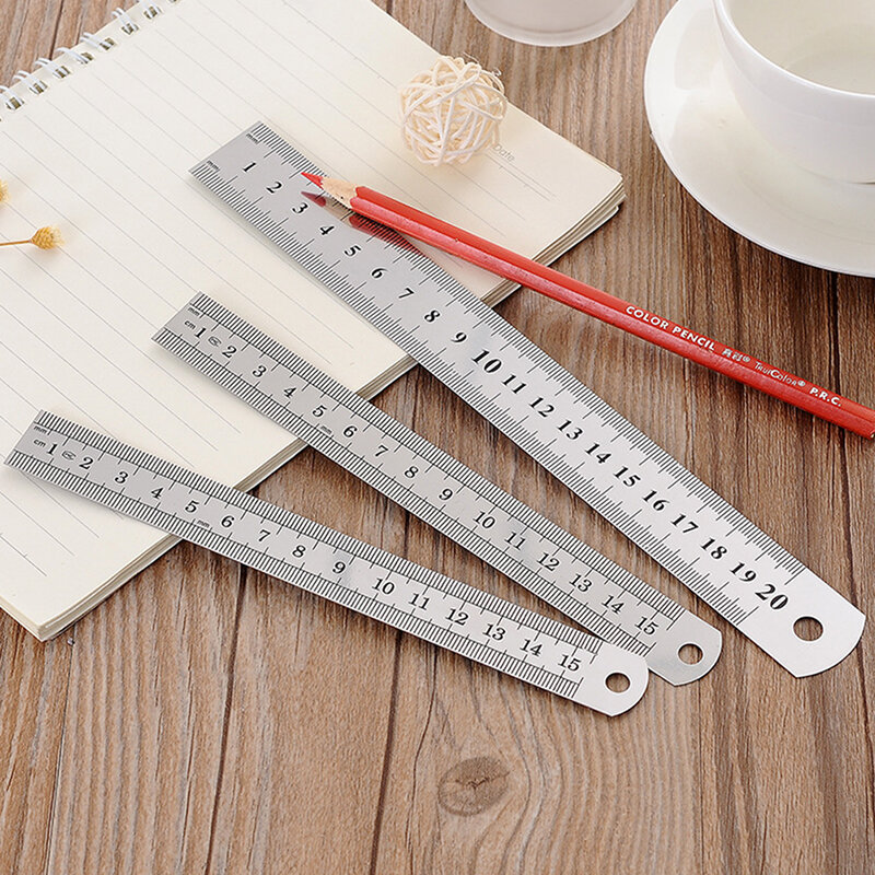 15-30cm Stainless Steel Metal Straight Ruler Tool Double Sided Measuring Tool