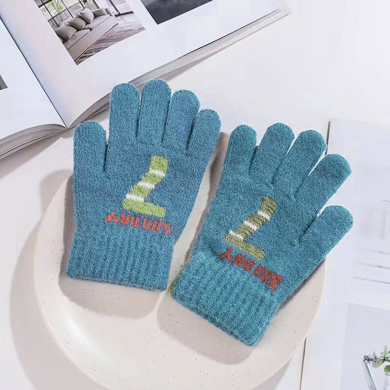 Fleece Letter Print Gloves New Apparel Toddler Infant Soft Kids Baby Boys Girls Winter Warm Knit Mittens