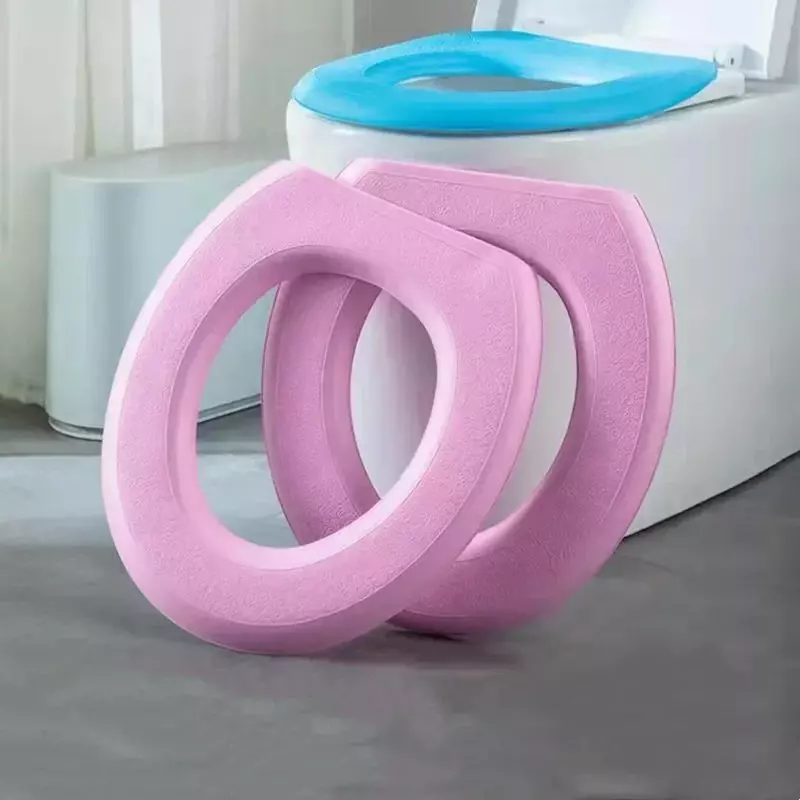 Waterpoof-funda suave para asiento de inodoro, alfombrilla lavable para inodoro, cojín en forma de O, accesorios para bidé