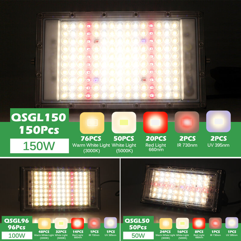 220V oświetlenie LED do uprawy Full Spectrum Phytolamp do nasion roślin szklarnia 50W/100W/150W lampy do uprawy ze statywem/pulpit klip
