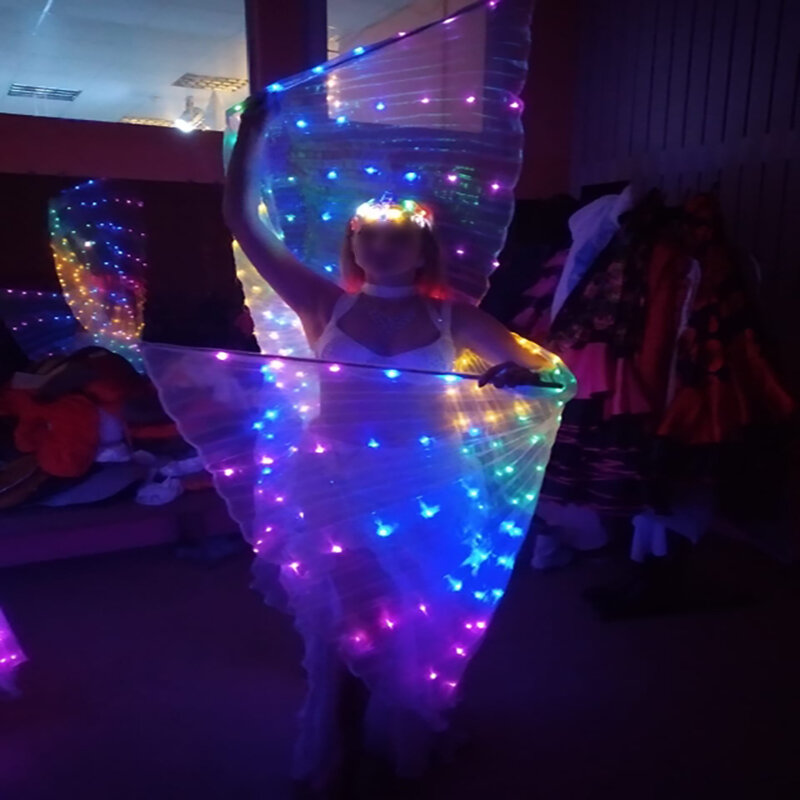 240/300 Buah Manik-manik Lampu LED Sayap Tari Kupu-kupu Bersinar Halloween LED Alat Peraga Pertunjukan Dewasa Anak-anak Tari Perut Sayap LED Tanpa Tongkat