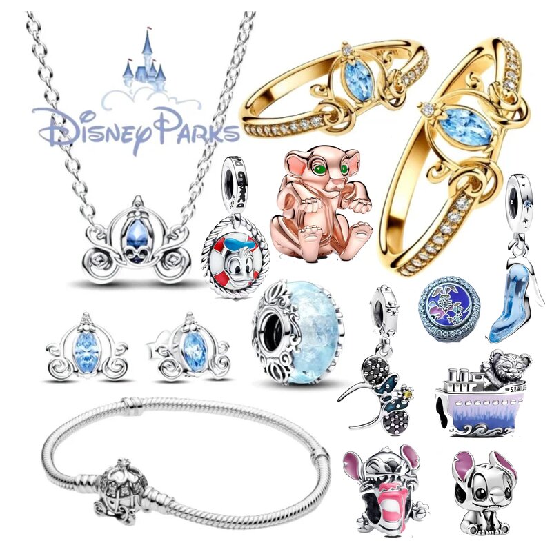 2024 Potdemie Disney Cinderella Murano Glass Charm Beads Fit Original Pandora Bracelet DIY Accessories Jewelry Women Fine Gift