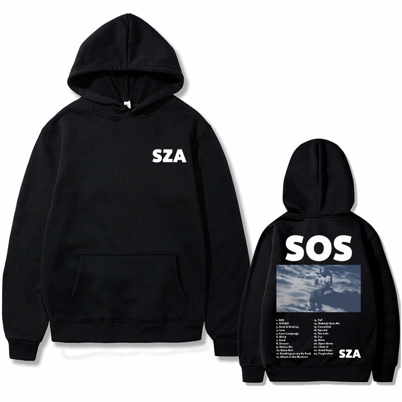 Sudadera con capucha para hombre y mujer, suéter de gran tamaño con estampado gráfico de rapero SZA, álbum de SOS, estilo Hip Hop, ropa de calle Vintage, Unisex