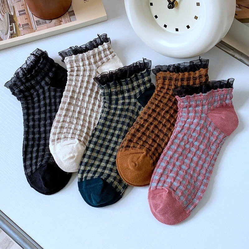 Женские кружевные хлопковые носки-лодочки, новые весенне-летние винтажные трендовые модные тонкие носки в стиле «Харадзюку», I138