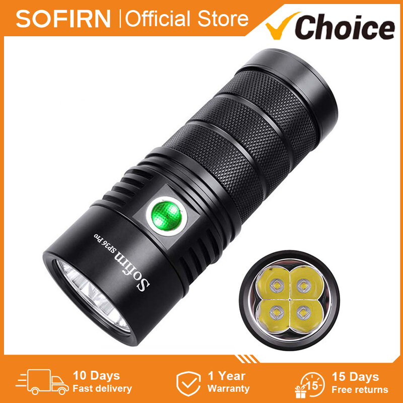 Sofirn SP36 Pro Powerful LED Flashlight 8000lm 4*SST40 USB C Rechargeable 18650 Torch