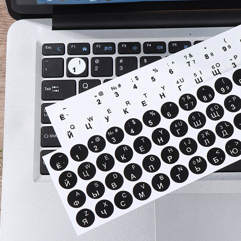 Pegatina para teclado de 2 colores, película protectora de idioma, diseño de letras y botones, Accesorios para ordenador portátil, 1 unidad
