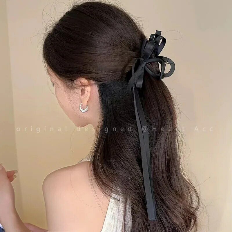 Lazo de cinta para el pelo para mujer, horquilla elegante para la espalda, pinza esmerilada para el pelo, accesorios para el cabello 2024