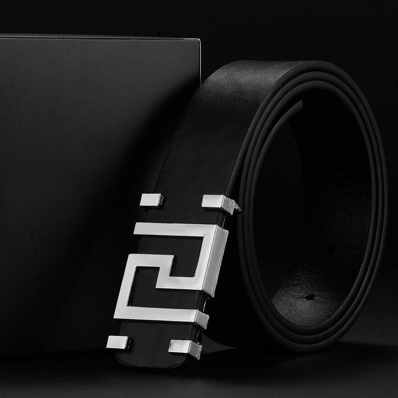 Cinturones de marca de diseñador para hombres y mujeres, correa de cuero de mezclilla informal con botones de aleación de letras geométricas de lujo, nuevo, 2024