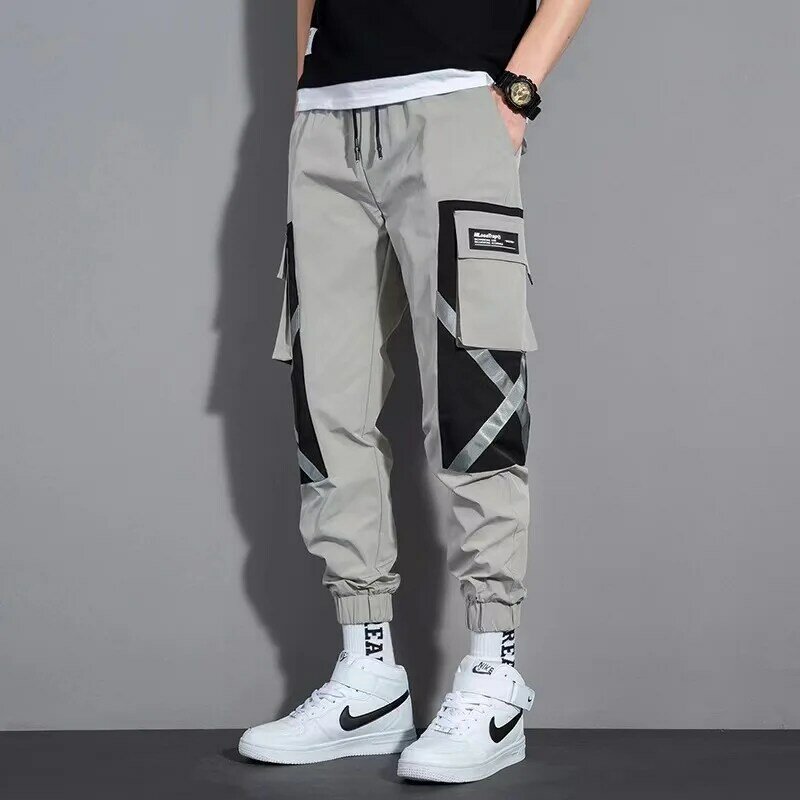 Pantalones Cargo con cintas de letras, ropa de classica de hip hop, pantalones de chandal tacticos