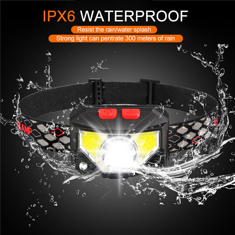 Inteligente Motion Sensor LED Farol Super Brilhante Recarregável Farol Outdoor Waterproof Head Lamp para Camping Caminhadas Pesca