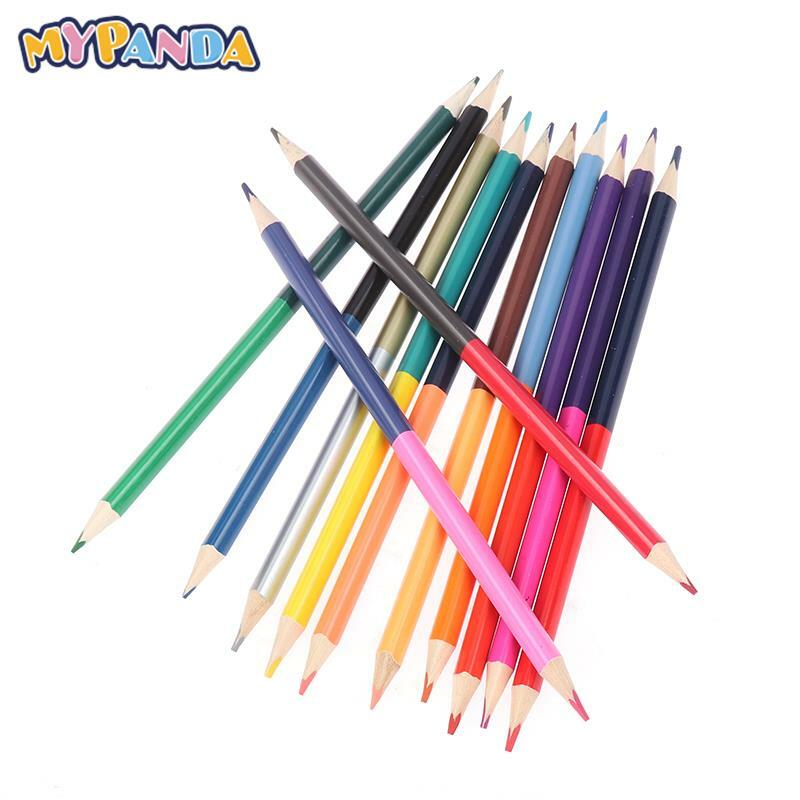 Crayon arc-en-ciel bicolore, crayon de noyau, papeterie, graffiti, dessin, outil de peinture, bureau, fournitures scolaires, 12 pièces