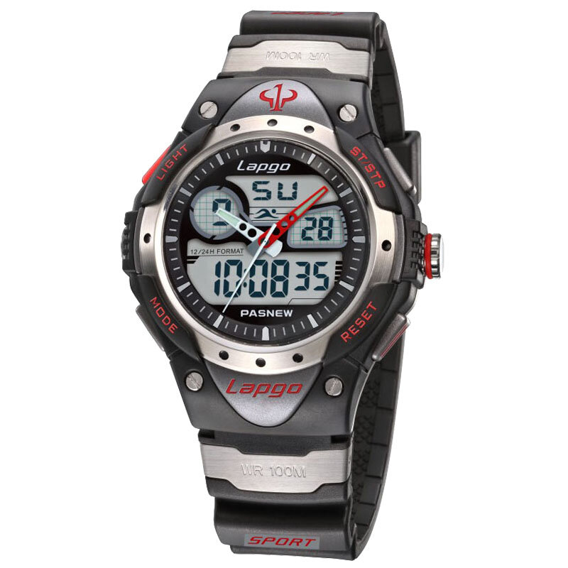 Top marca pasnew relógio esportivo masculino profissional duplo display analógico digital relógio de quartzo 100 metros à prova dwaterproof água relógio de mergulho